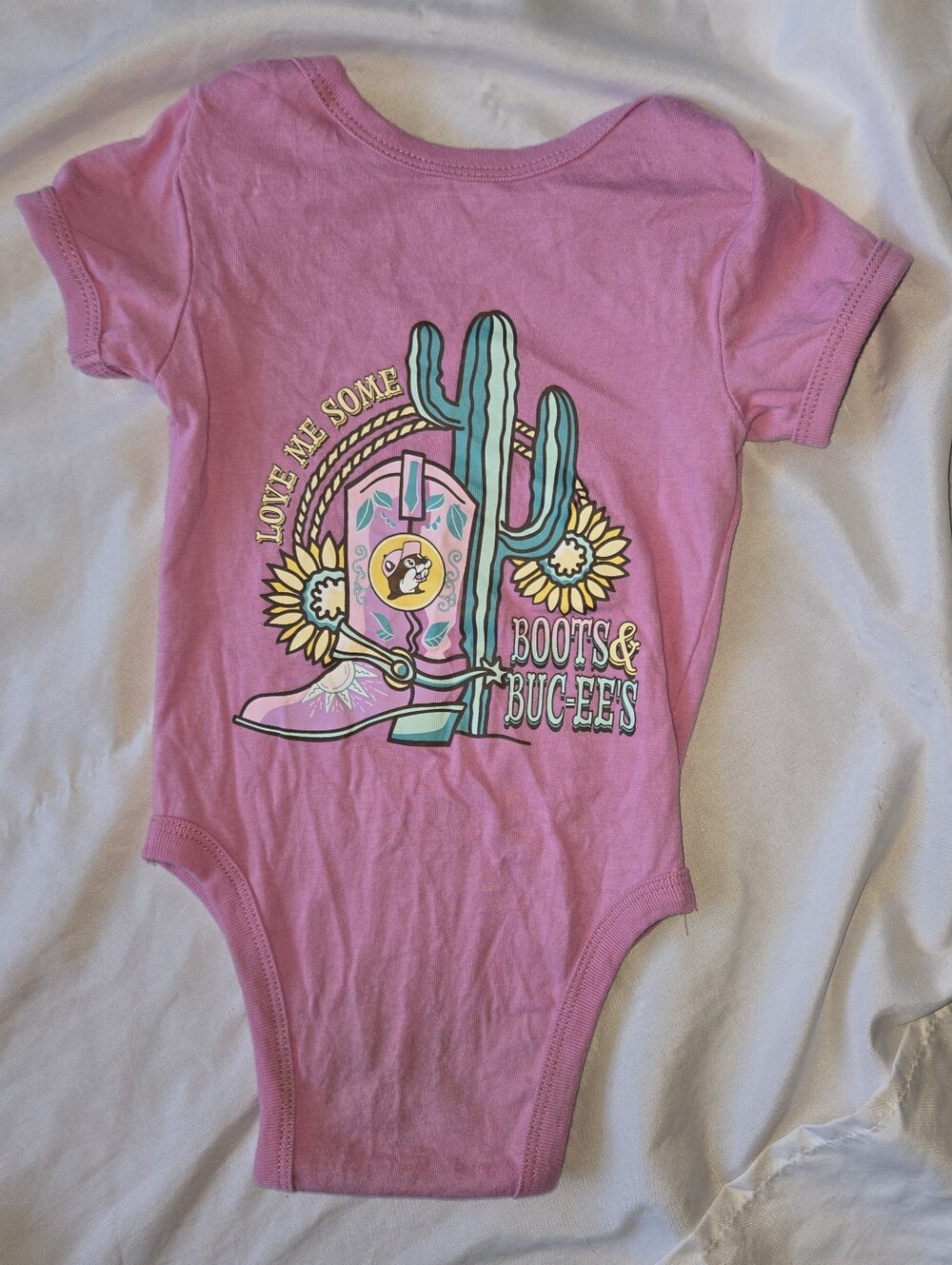 BUC-EE'S Baby Girl Pink Floral Graphic Bodysuit Sunflowers, Cowboy Boots 12 Mon - Picture 3 of 5